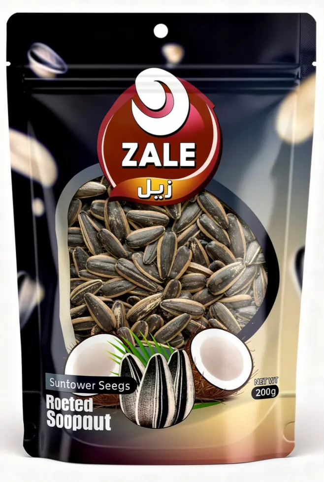 Zale sunflower seeds roasted coconut oil in shell, 7-ounce / 200-gram stand up zip bag (case of 80)