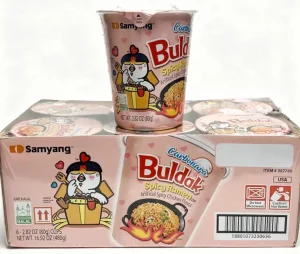 Samyang Buldak Carbonara spicy ramen cup, chicken flavor, 2.82-ounce / 80-gram cups (case of 6)