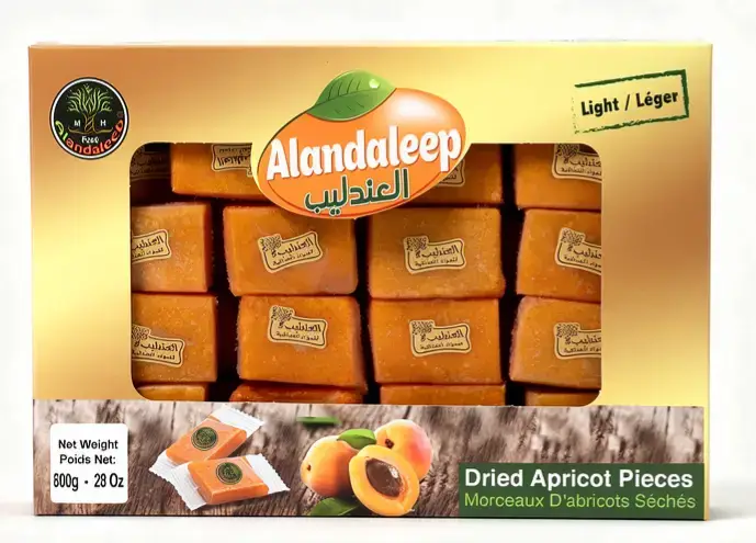 Alandaleep dried apricot pieces, light, individually wrapped, 800-gram box (case of 6)