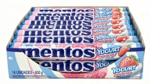 mentos yogurt morango(strawberry) breath freshening candy, 14-count, 1.32-ounce / 37.5-grams, (case of 16)