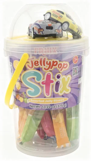 Fruix Jellypop Stix assorted jelly straws with toy car included, 13.22-ounces / 375-grams (case of 12)