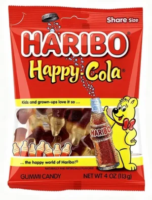 Haribo Happy Cola gummi candy, 4-ounce / 113-gram hanging bag (case of 12)