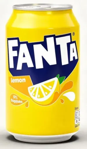 Fanta lemon flavor carbonated soda, 5% juice, 11.6-fluid ounce / 330-ml can (case of 24)