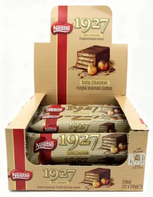 Nestle 1927 sutlu cikolatali findik kremali gofret 1-ounce / 28-gram bars in wrapper (display case of 12)
