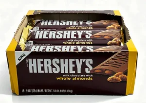Hershey's milk chocolate with whole almonds candy bar, king size, 2.6-ounce / 73-gram in wrapper (case of 18)
