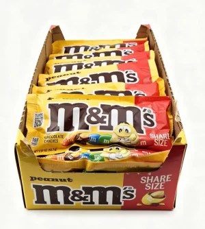 m&m's peanut chocolate candies, share size 3.27-ounce / 92.7-gram in wrapper (case of 24)