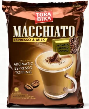 Tora Bika Macchiato espresso & milk with espresso topping 20 x .88-ounce / 25-gram packs (case of 12)