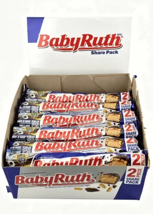 Baby Ruth peanuts, caramel, and nougat covered in milk chocolate candy bar, 2-piece share pack, 3.3-ounce / 93.5-gram in wrapper (case of 18)