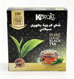 Korjia cardamom flavour black tea, 100-tea bag box (case of 18)