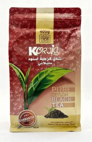 Korjia loose black tea, pure ceylon, 14.1-ounce / 400-gram bag (case of 20)