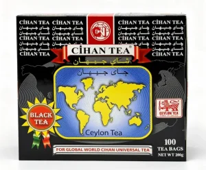 Akbar Cihan Tea, ceylon tea 100-tagged tea bags, 7-ounce / 200-gram in box (case of 12)