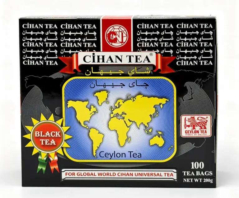 Akbar Cihan Tea, ceylon tea 100-tagged tea bags, 7-ounce / 200-gram in box (case of 12)