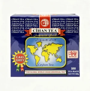 Akbar Cihan Tea, earl grey ceylon tea 100-tagged tea bags, 7-ounce / 200-gram in box (case of 12)