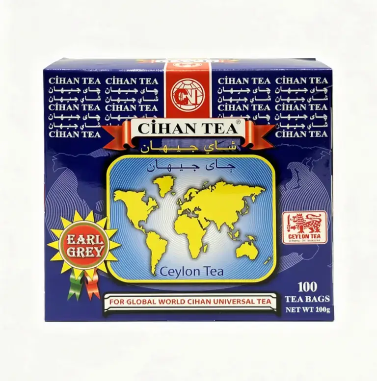 Akbar Cihan Tea, earl grey ceylon tea 100-tagged tea bags, 7-ounce / 200-gram in box (case of 12)
