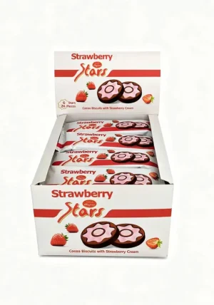 Elegance Stars strawberry 6-cocoa biscuits with strawberry cream, 1.2-ounce / 28.8-ounce in wrapper (case of 24)