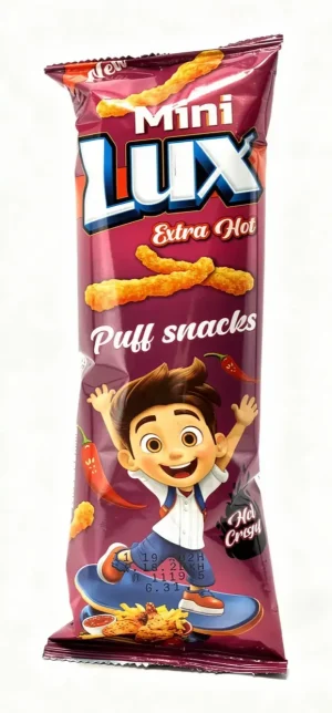 Lux, mini, extra hot puff snacks 1.1-ounce / 31-gram in wrapper (case of 60)
