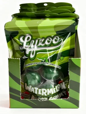 Lyzoo watermelon gummy candy filled with jam center 6 x 2.54-ounce / 72-gram bag (case of 4)