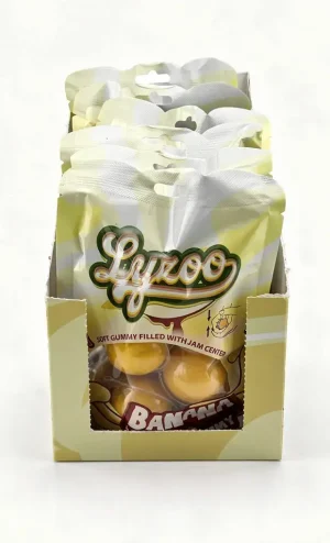 Lyzoo banana gummy candy filled with jam center 6 x 2.54-ounce / 72-gram bag (case of 4)