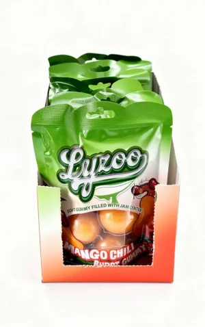 Lyzoo mango chili gummy candy filled with jam center 6 x 2.54-ounce / 72-gram bag (case of 4)