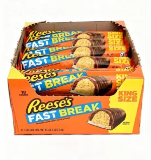 Reese's Fast Break chocolate candy peanut butter & nougat bar, king size 3.5-ounce / 99-gram in wrapper (case of 18)