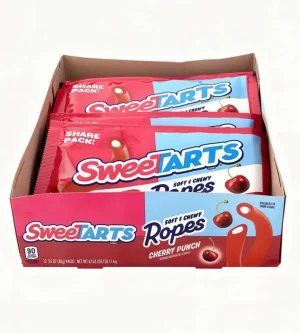 SweeTarts Ropes cherry punch flavored chewy candy, share pack, 3.5-ounce / 99-gram in wrapper (case of 12)