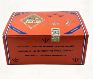 Three Kings 10 tubes each with 100 quick lighting charcoal briquets 10-count box (case of 36)