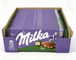 Milka hazelnuts chocolate 3.17-ounce / 90-gram candy bars in display box (case of 24)