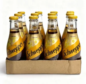 Schweppes gold pineapple sparkling soda malt beverage, 250-ml glass bottle (case of 12)