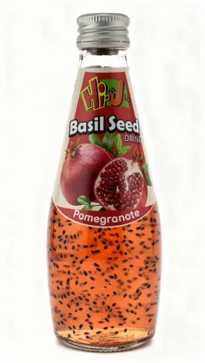 Hi-Jus pomegranate basil seed drink 9.8-fluid ounce / 290-ml glass bottle (case of 24)
