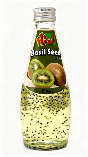 Hi-Jus kiwi basil seed drink 9.8-fluid ounce / 290-ml glass bottle (case of 24)