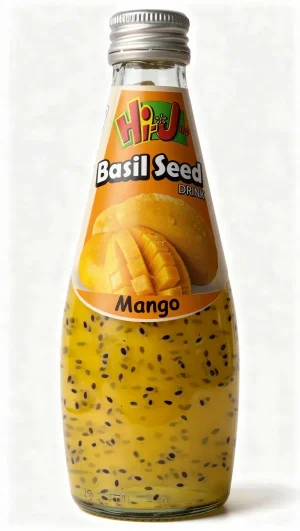 Hi-Jus mango basil seed drink 9.8-fluid ounce / 290-ml glass bottle (case of 24)