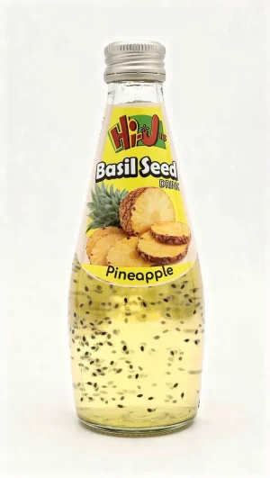 Hi-Jus pineapple basil seed drink 9.8-fluid ounce / 290-ml glass bottle (case of 24)
