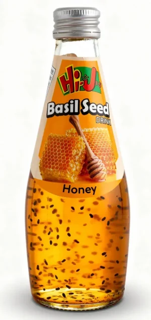 Hi-Jus honey basil seed drink 9.8-fluid ounce / 290-ml glass bottle (case of 24)