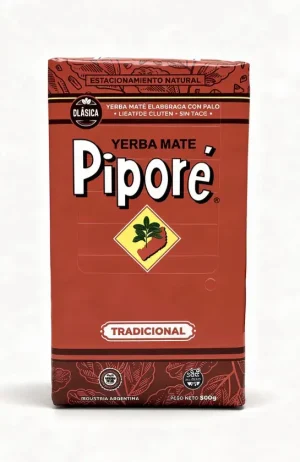 Pipore traditional with stem yerba mate, 17.6-ounce / 500-gram in wrapper brick (case of 14)
