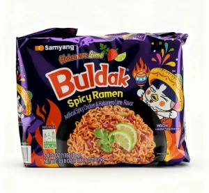 Samyang Buldak habanero lime flavored spicy ramen noodle kit, 5 x 4.76-ounce / 135-gram in wrapper (case of 8)