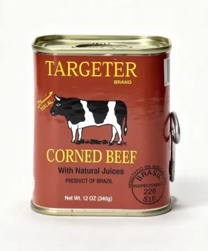 Targeter brand corned beef with natural juices 12-ounce / 340-gram peel top lid (case of 24)