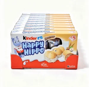 Kinder Happy Hippo wafer biscuits with hazelnut filling, 5-individually wrapped 103-gram box (case of 10)