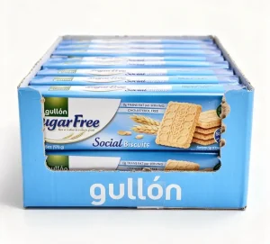 gullon sugar free social biscuits 6-ounce / 170-gram box (case of 16)