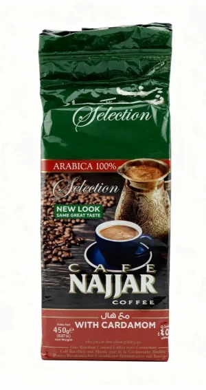 Cafe Najjar Selection ground coffee with cardamom 1-pound / 450-gram brick style wrapper (case of 10)
