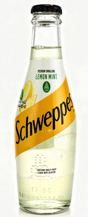 Schweppes lemon mint sparkling soda malt beverage, 250-ml glass bottle (case of 12)