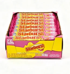 Starburst FaveREDs fruit chews, watermelon, cherry, strawberry, fruit punch 2.07-ounce / 58.7-gram (case of 24)