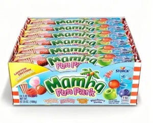 Storck Mamba Fun Park, fruit chews strawberry, raspberry, apple, blueberry 18-pieces, 2.8-ounce / 79.5-gram wrapper (case of 24)