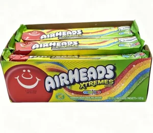 Air Heads Xtremes candy bon bons, rainbow berry 2-ounce / 57-gram wrapped tray (case of 18)