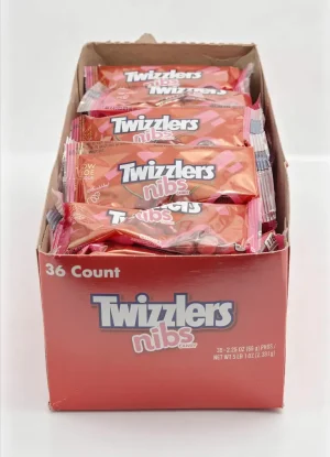 Twizzlers nibs cherry flavor candy 2.25-ounce / 63-gram packs (case of 36)