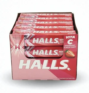 Halls strawberry flavor vita C, 34-grams in wrapper (block of 20)