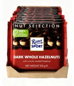 Ritter Sport Nut Selection dark whole hazelnuts with crunchy roasted hazelnuts 3.52-ounce / 100-gram in wrapper (case of 10)