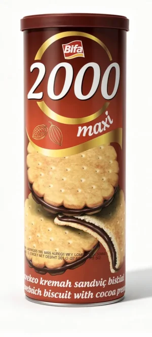 Bifa 2000 maxi sandwich biscuit with cocoa cream 17.63-ounces / 500-grams in tube wrapper (case of 12)