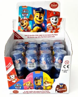Zร ini Milano Paw Patrol Nickelodeon chocolate egg with surprise inside 20-gram (display of 24)