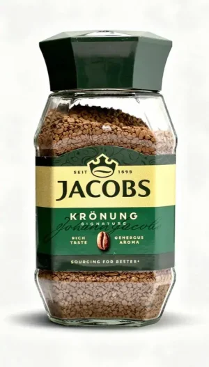 Jacobs Kronung instant coffee 7.05-ounce / 200-gram in glass jar (tray of 6)