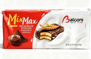Balconi Mix Max sponge cake snack filled with cocoa cream, 10-individually wrapped, 12.4-ounce / 350-gram tray in wrapper (case of 15)